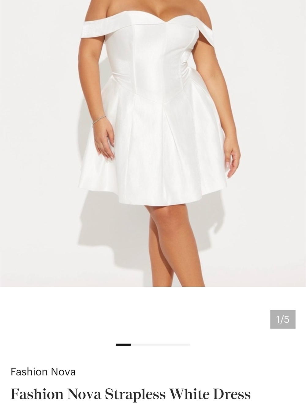 Nwt 2X Fashion Nova Strapless Off-Shoulder White Mini Dress